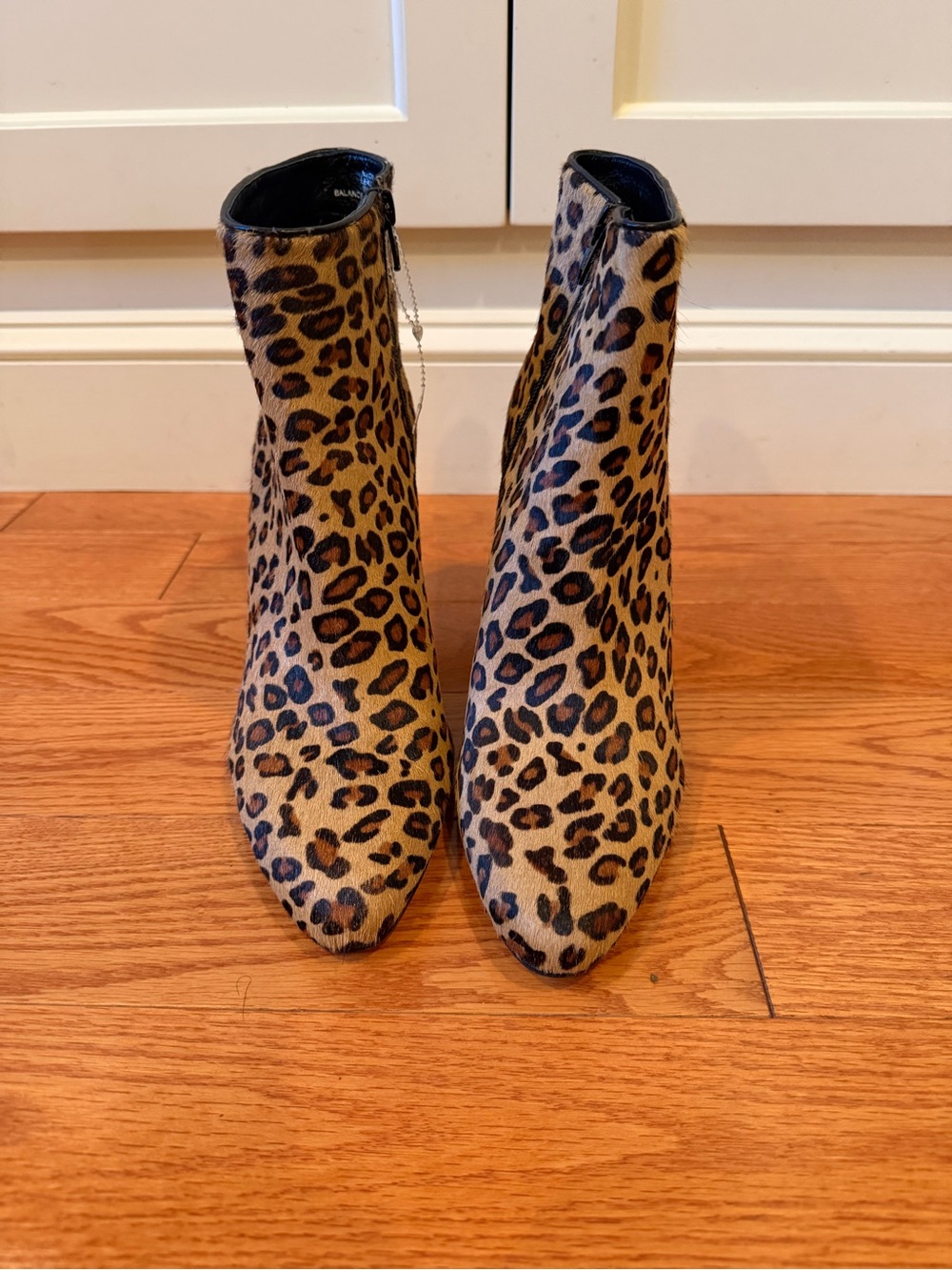 Chicos Ankle Boots Calf Hair Animal Leopard Black Tan Brown Size 9.5 NWOB